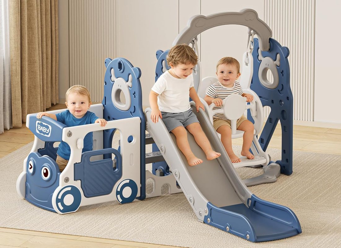 10 in 1 Toddler Slide, Kids Slide for Toddlers 1-3 — Blue Medium