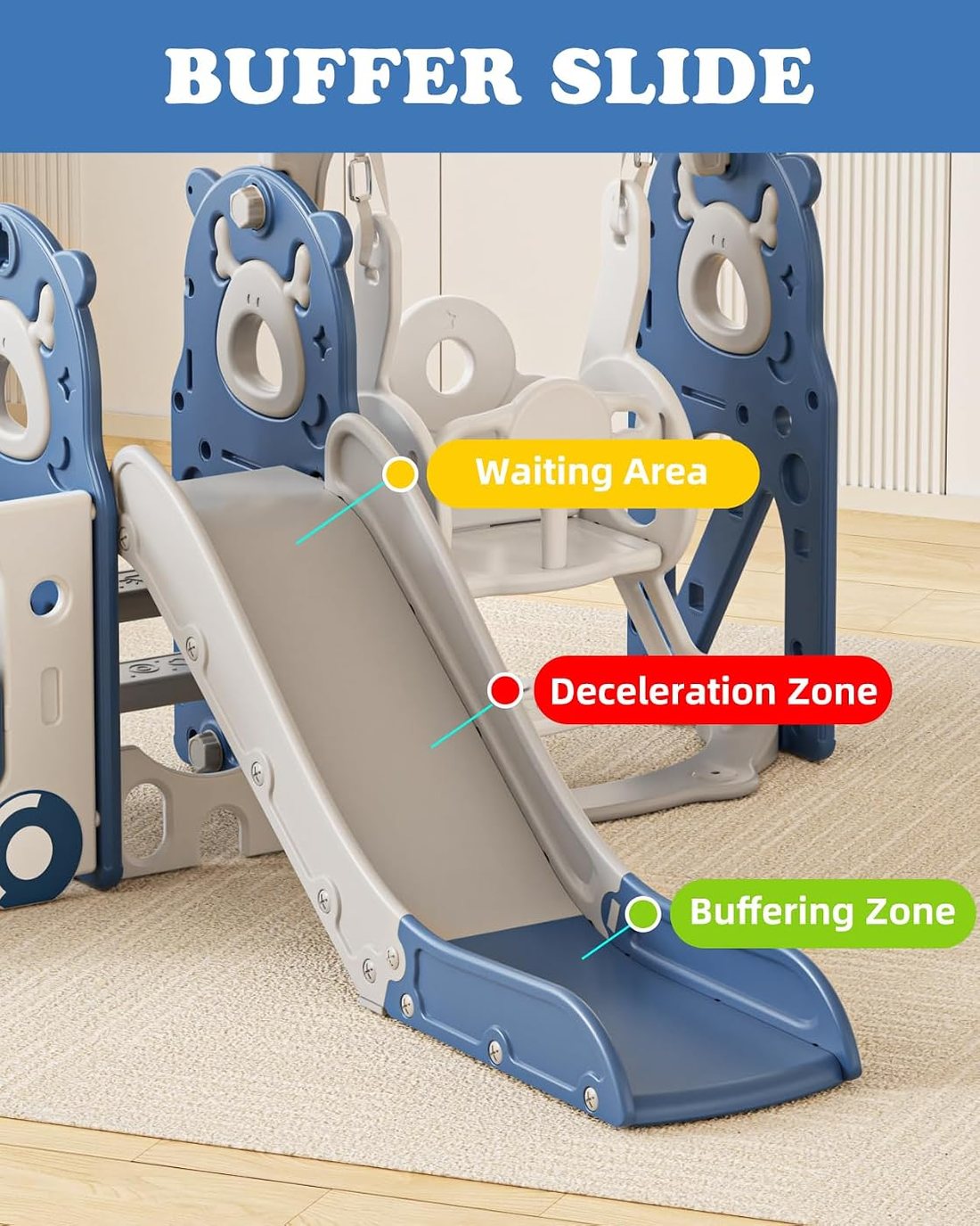 10 in 1 Toddler Slide, Kids Slide for Toddlers 1-3 — Blue Medium, view 4