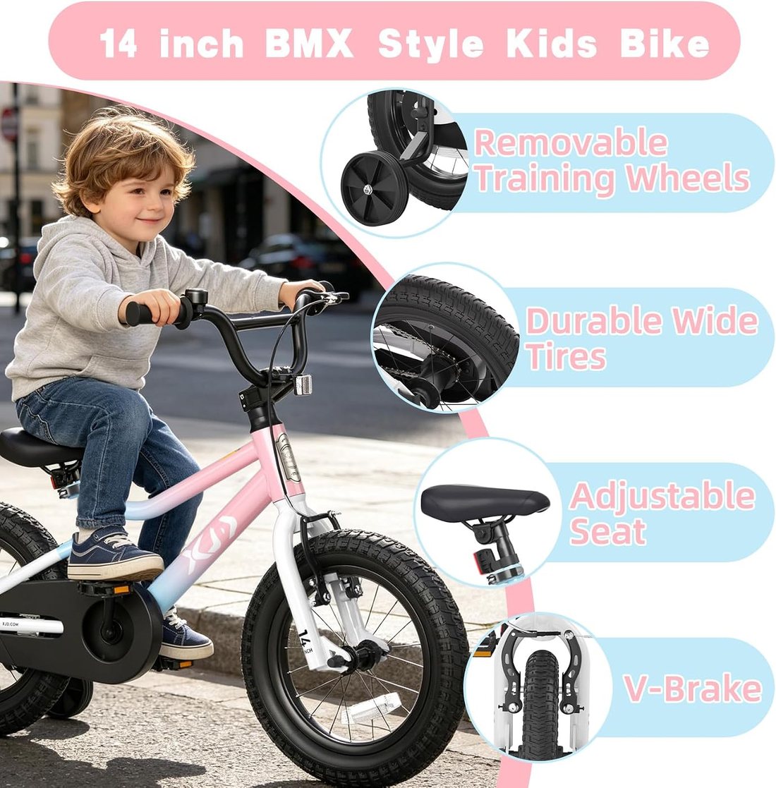 12 14 16 inch Kids Bike BMX Style Bicycle for 3-10 Years Old, view 2