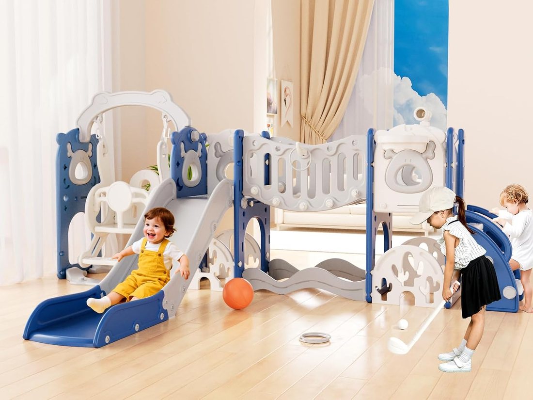 12-in-1 Toddler Slide and Swing Set