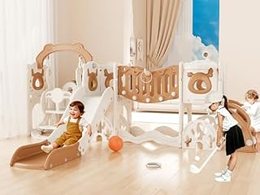 12-in-1 Toddler Slide and Swing Set, Brown