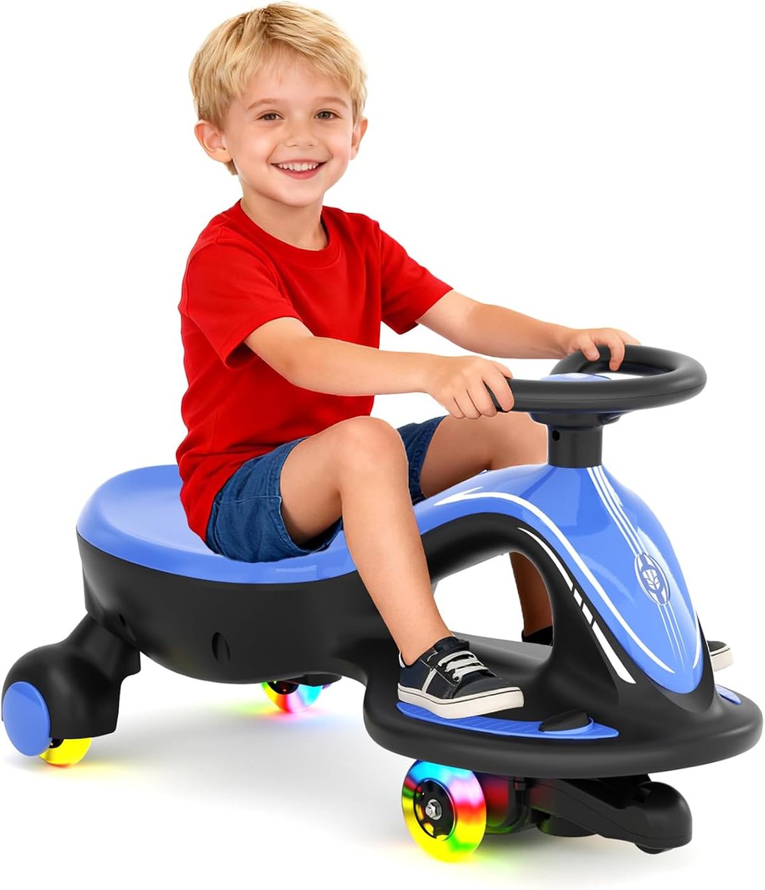 12V Electric Wiggle Car Ride On Toy — Blue