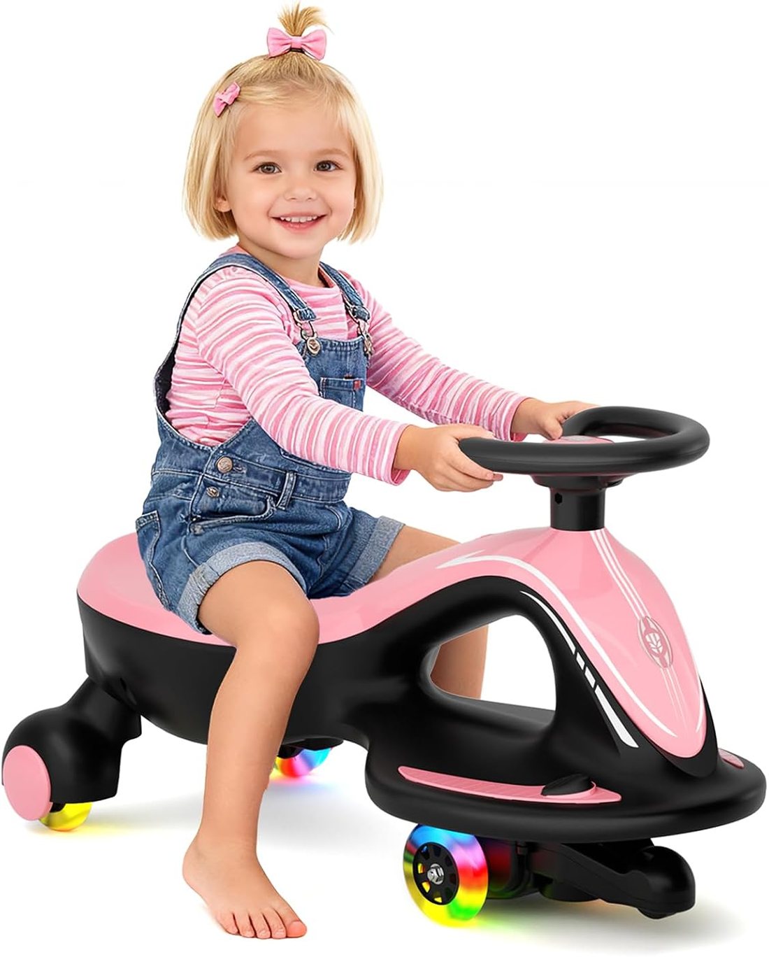 12V Electric Wiggle Car Ride On Toy — Pink