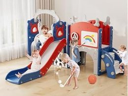 13-in-1 Toddler Slide and Swing Set, Red Blue