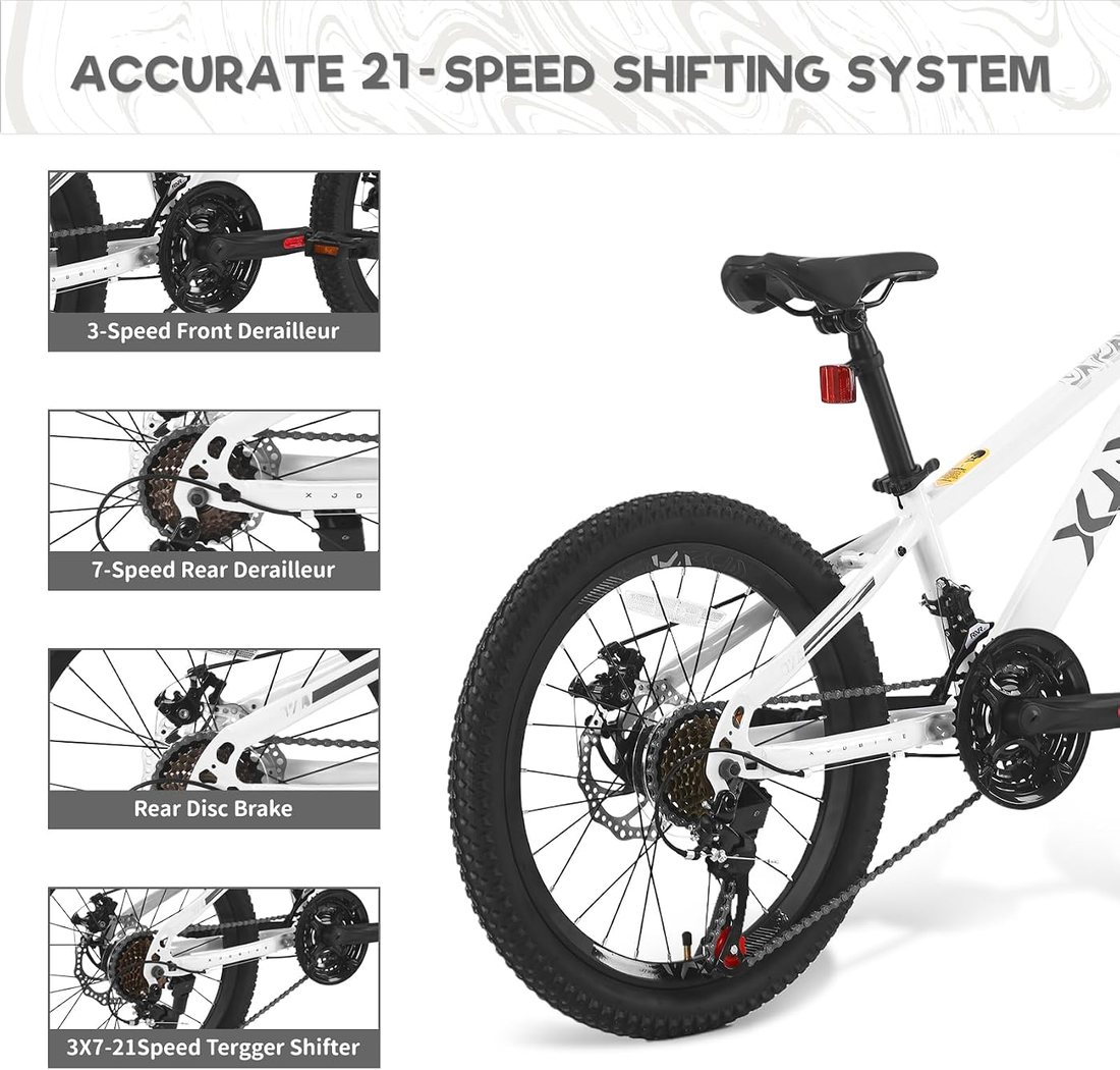 20 24 Inch Kid Mountain Bike — White, view 3