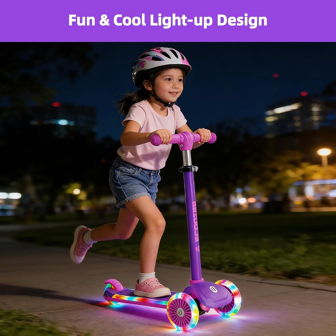 3-Wheel Scooter for Kids 2-8 — Purple, view 2