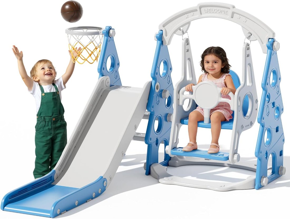 4-in-1 Toddler Slide and Swing Set