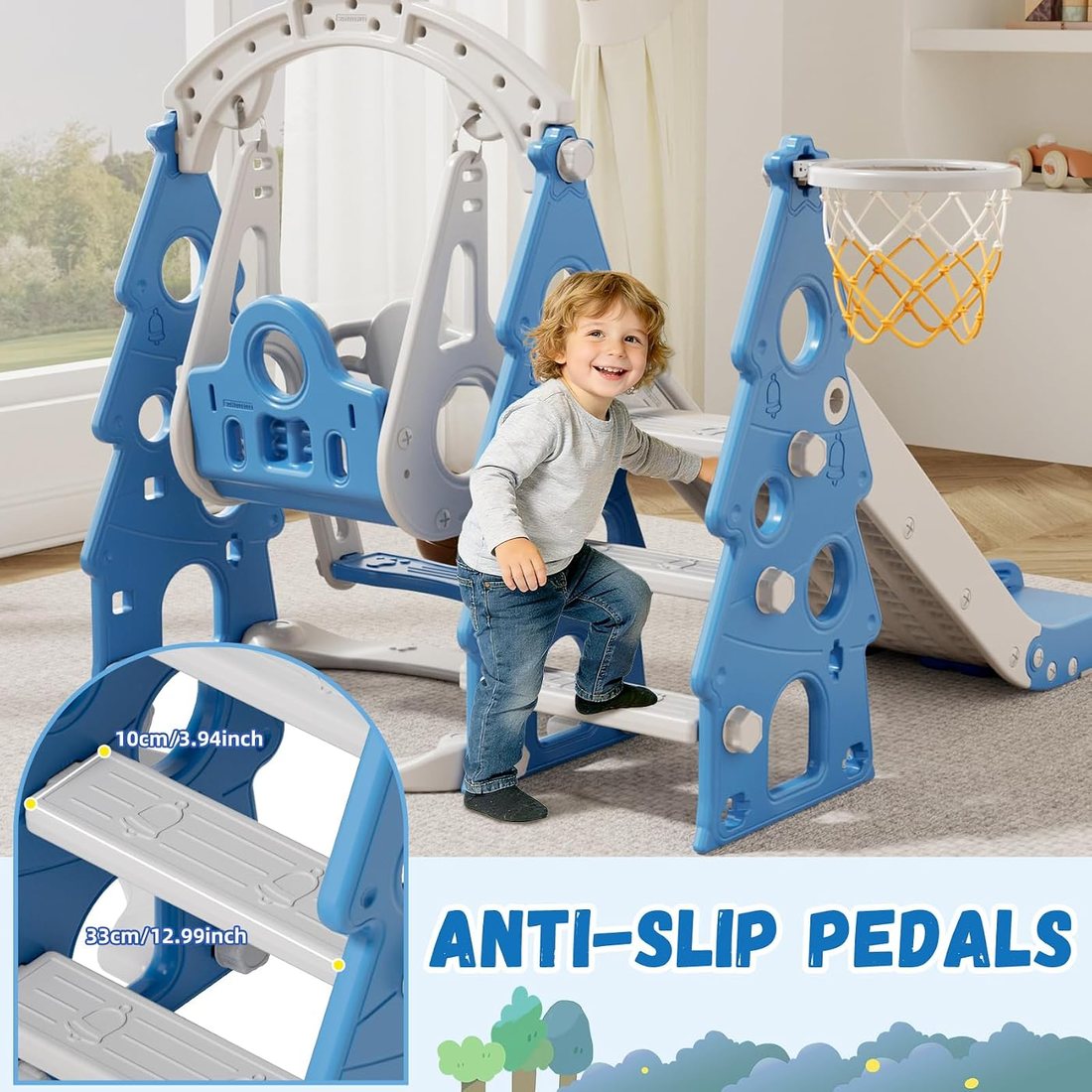 4-in-1 Toddler Slide and Swing Set, view 4