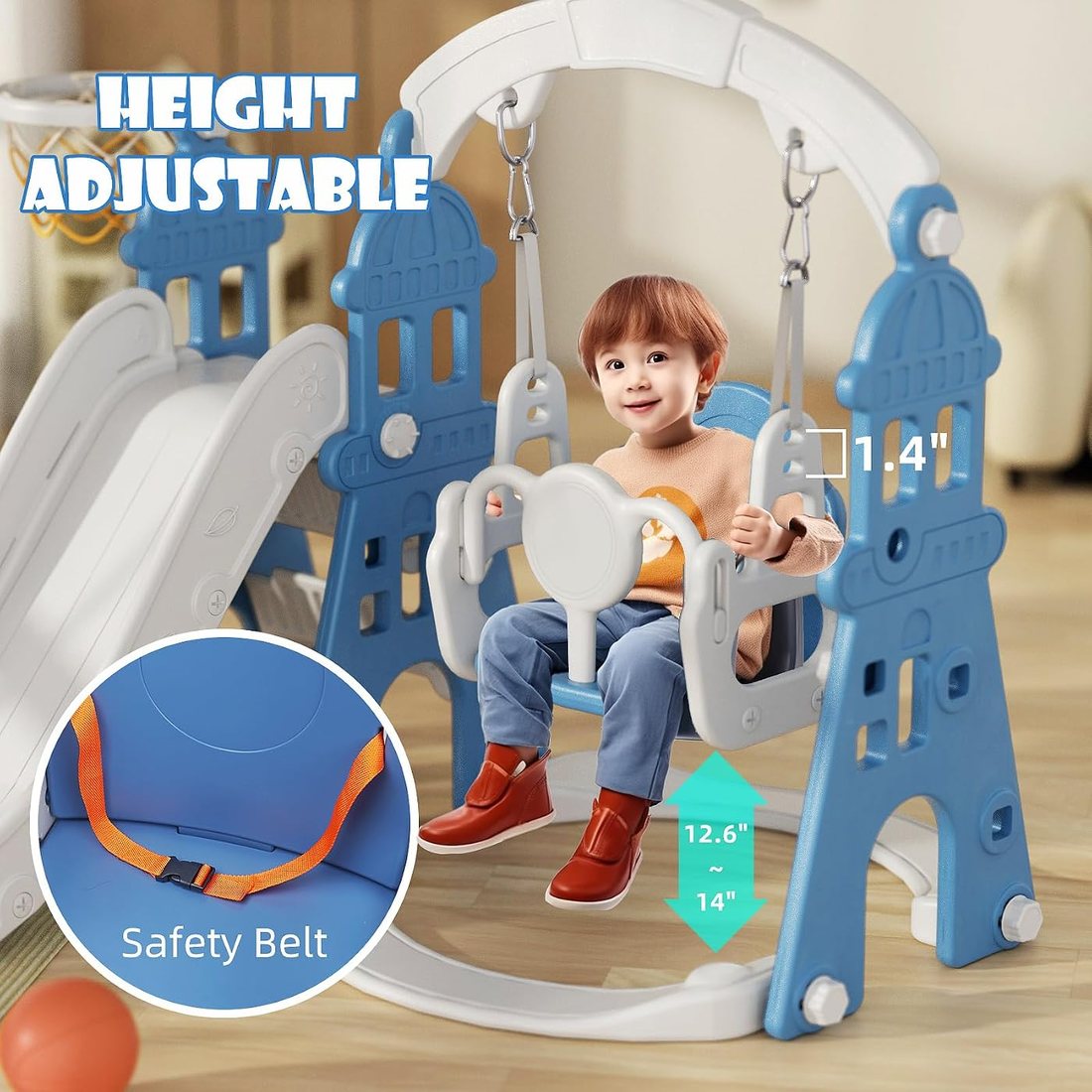 5-in-1 Toddler Slide and Swing Set, view 2