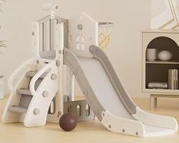5 in 1 Toddler Slide, Kids Slide for Toddlers Age 1-3, Grey