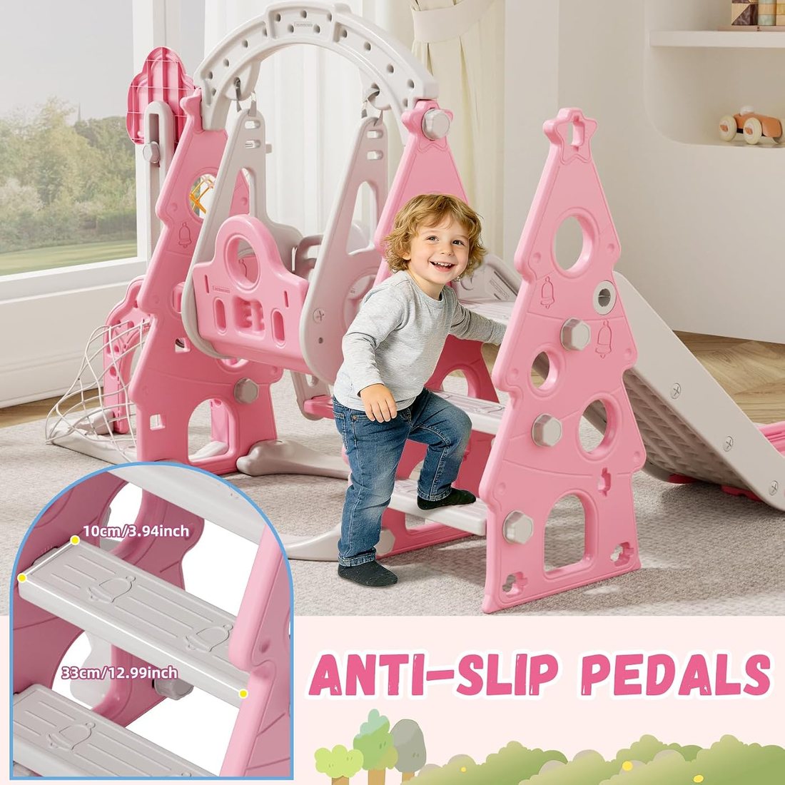 6-in-1 Toddler Slide and Swing Set for Ages 1+ Toddler Outdoor, view 4