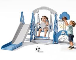 6-in-1 Toddler Slide and Swing Set for Ages 1+ Toddler Outdoor, Option 1