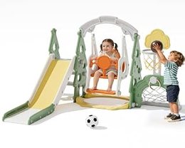 6-in-1 Toddler Slide and Swing Set for Ages 1+ Toddler Outdoor, Option 2