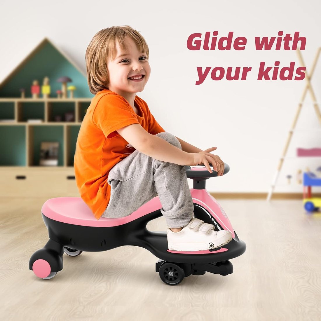6V Electric Wiggle Car Ride On Toy — Pink, view 2
