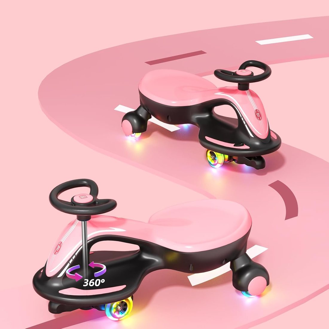 6V Electric Wiggle Car Ride On Toy — Pink, view 3