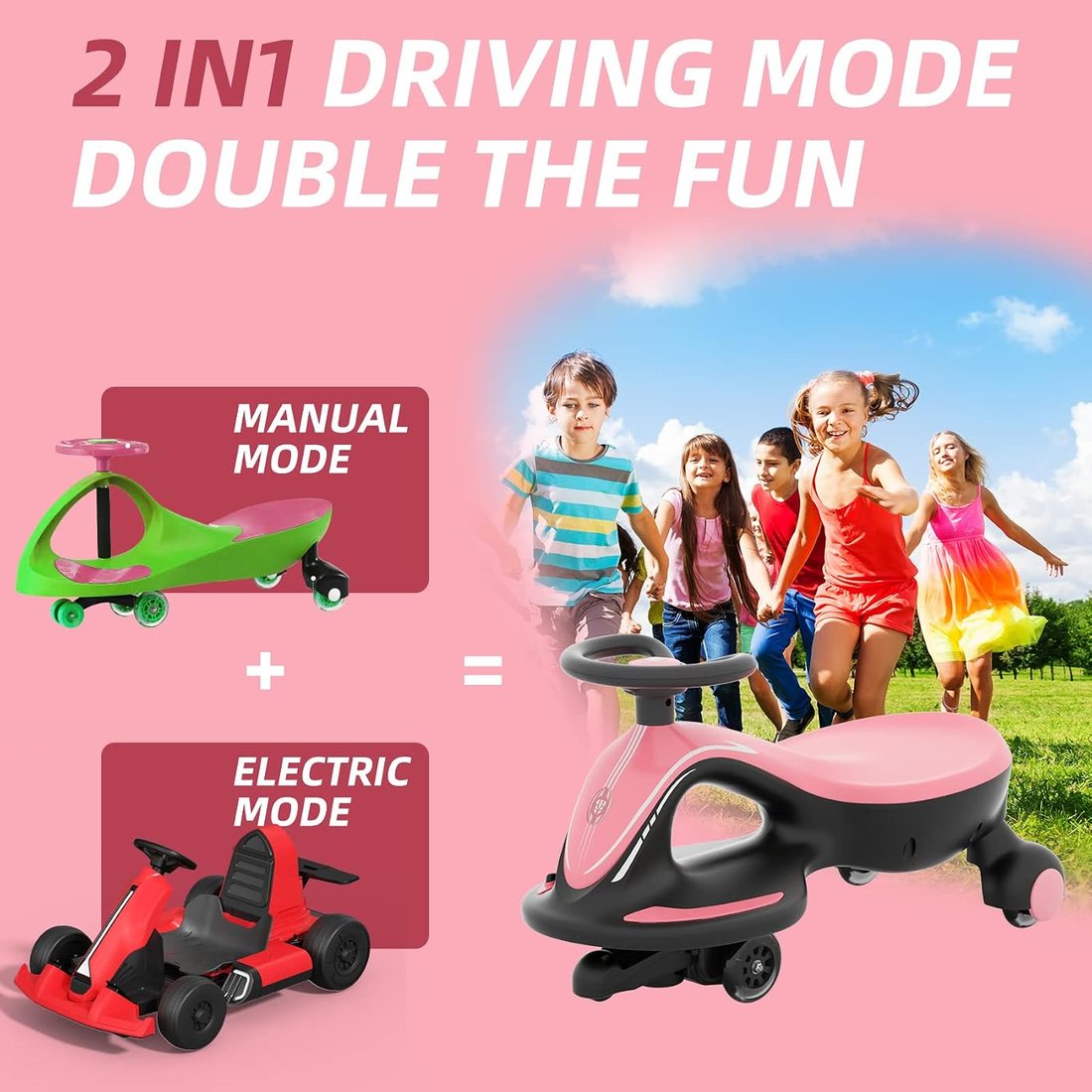 6V Electric Wiggle Car Ride On Toy — Pink, view 4