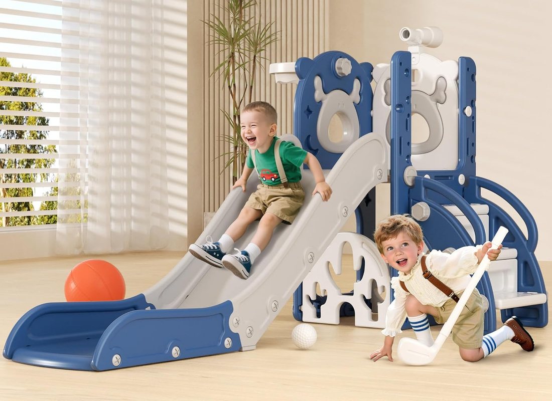7 in 1 Toddler Slide — Blue Grey