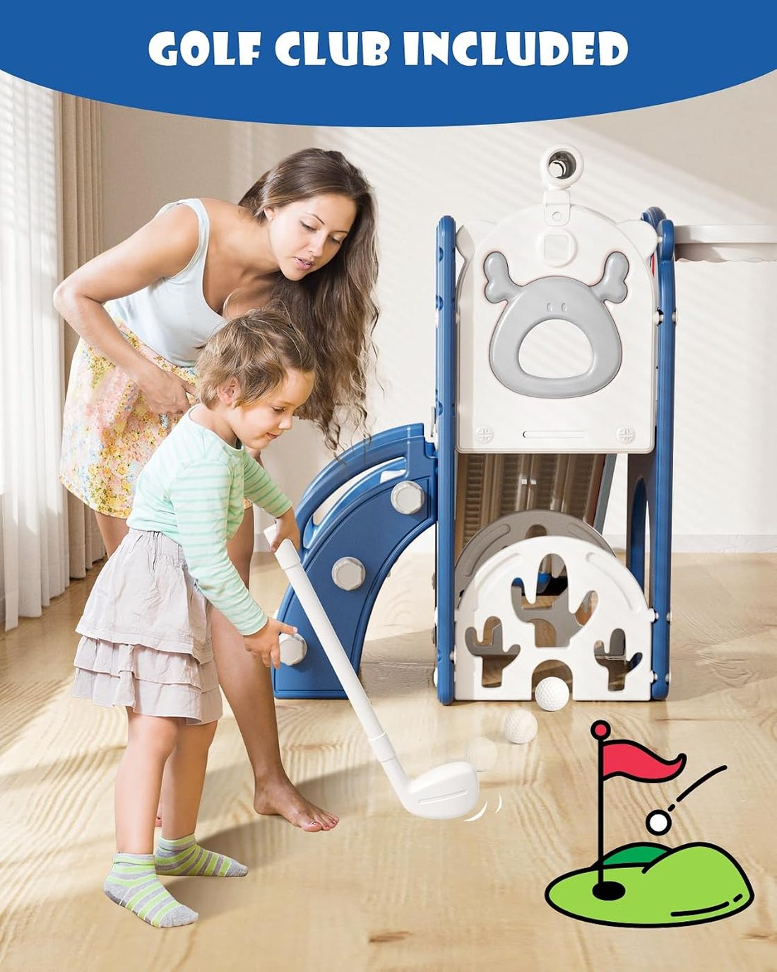 7 in 1 Toddler Slide — Blue Grey, view 3