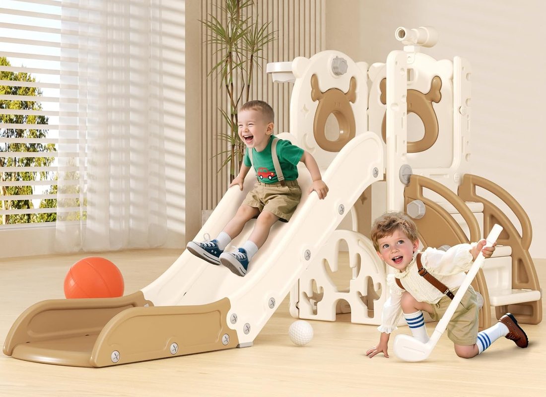 7 in 1 Toddler Slide, Kids Indoor Slide for Toddlers 1-3