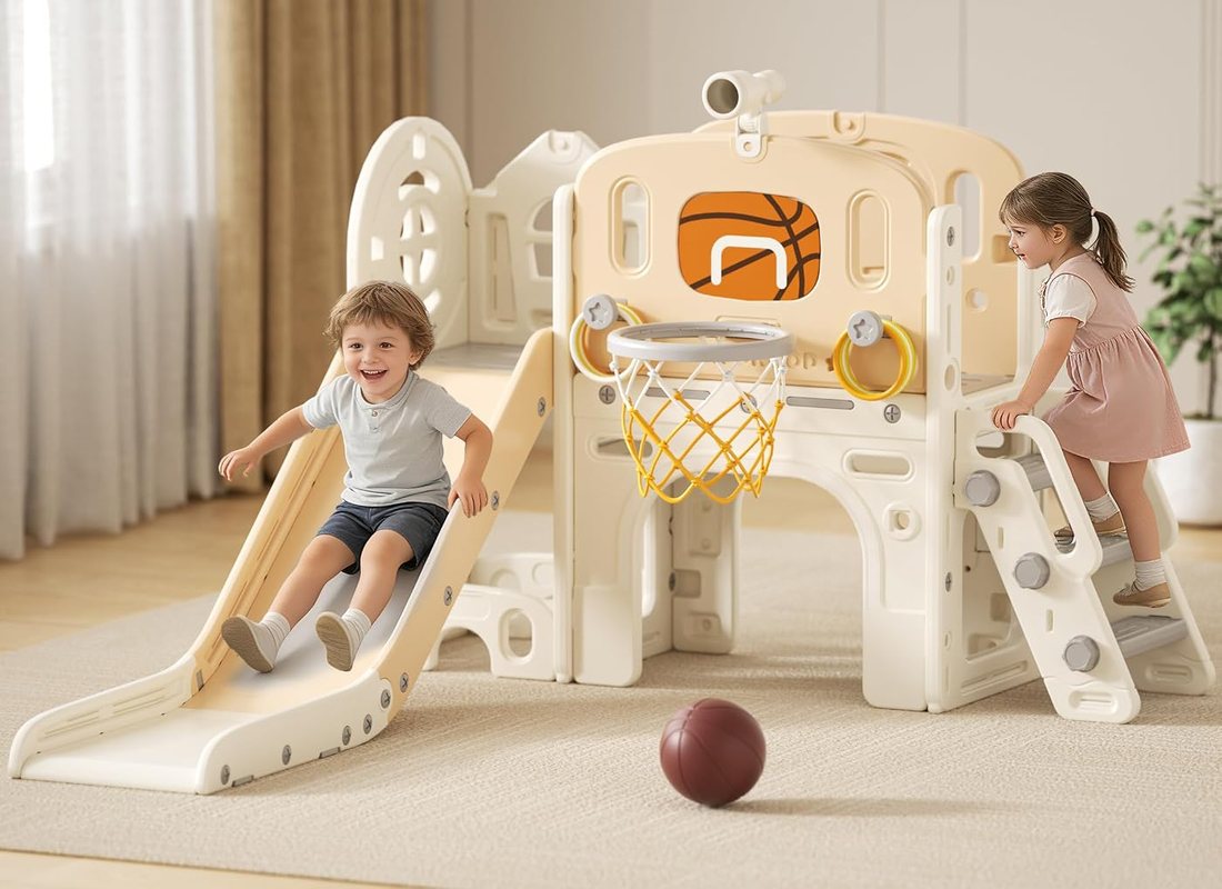 8 in 1 Toddler Slide Set — Beige