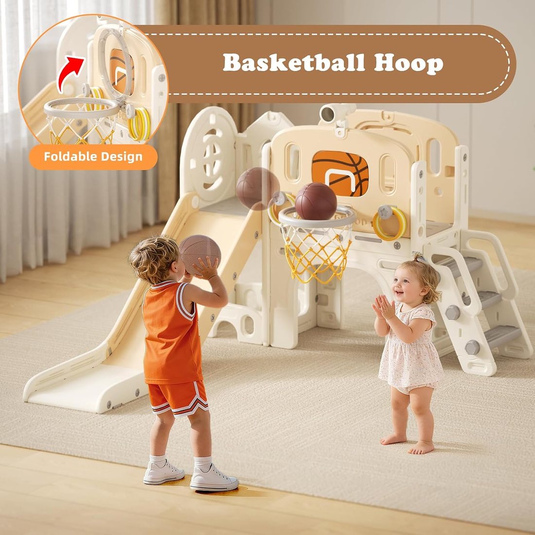 8 in 1 Toddler Slide Set — Beige, view 2