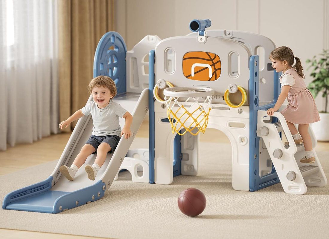 8 in 1 Toddler Slide Set — Blue