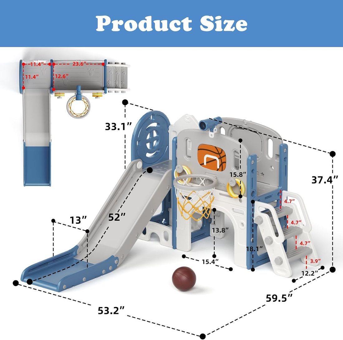 8 in 1 Toddler Slide Set — Blue, view 4