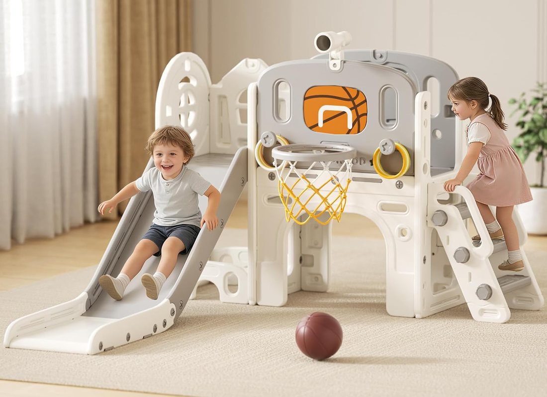 8 in 1 Toddler Slide Set — Grey