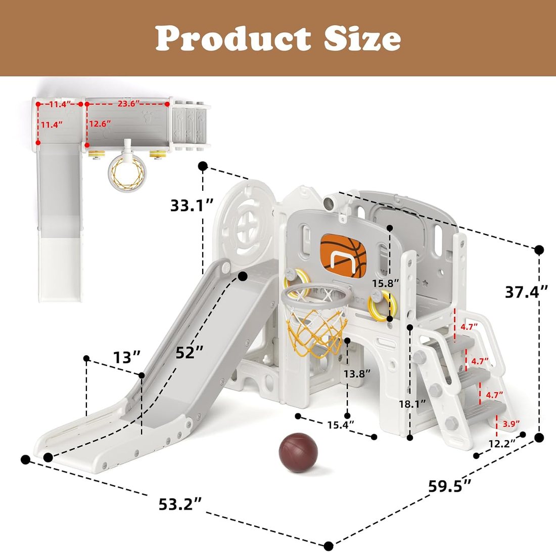 8 in 1 Toddler Slide Set — Grey, view 4