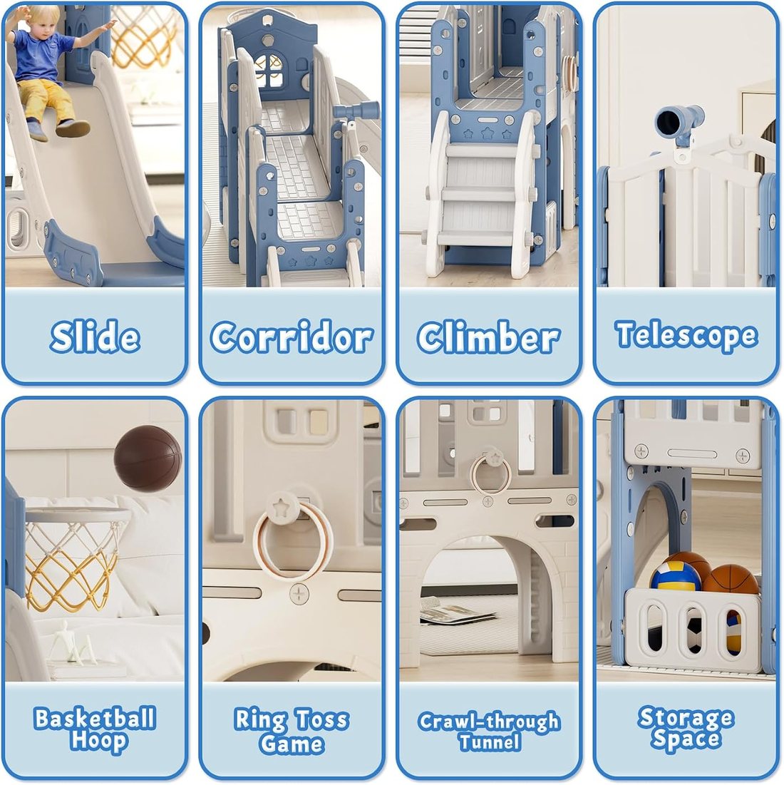 9 in 1 Toddler Slide Set — Blue, view 2