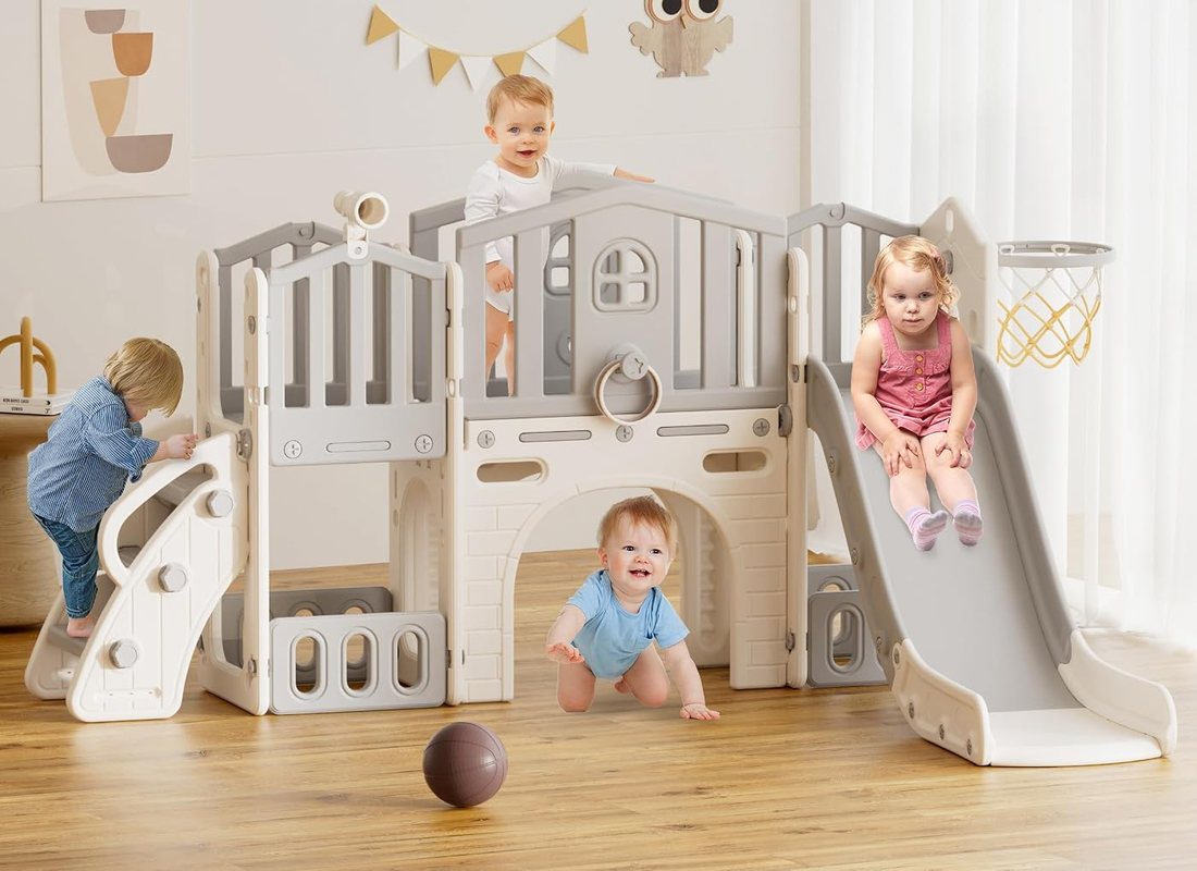 9 in 1 Toddler Slide Set — Grey