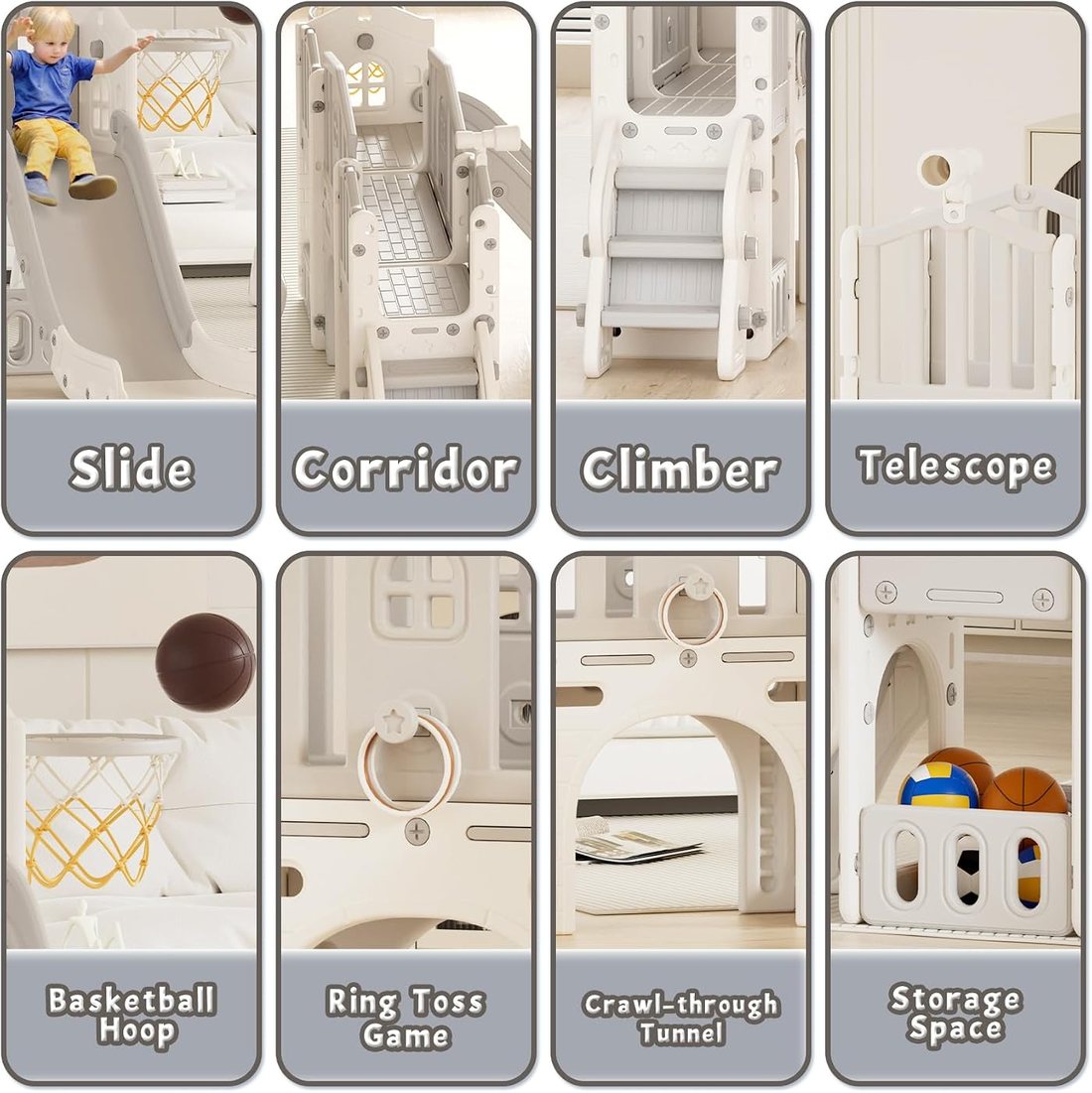 9 in 1 Toddler Slide Set — Grey, view 2