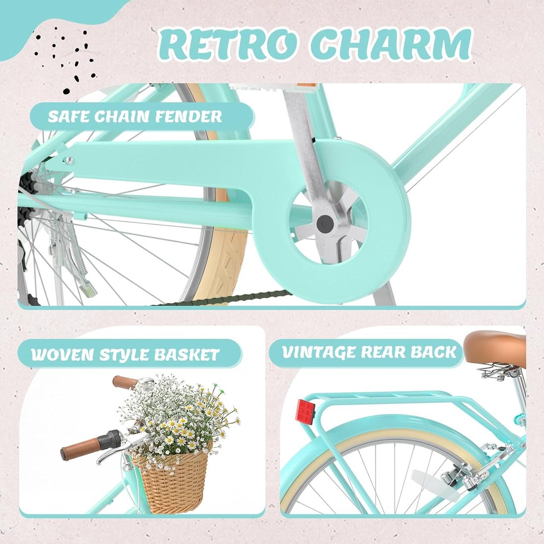 Beach Cruiser Bike — Green, view 4