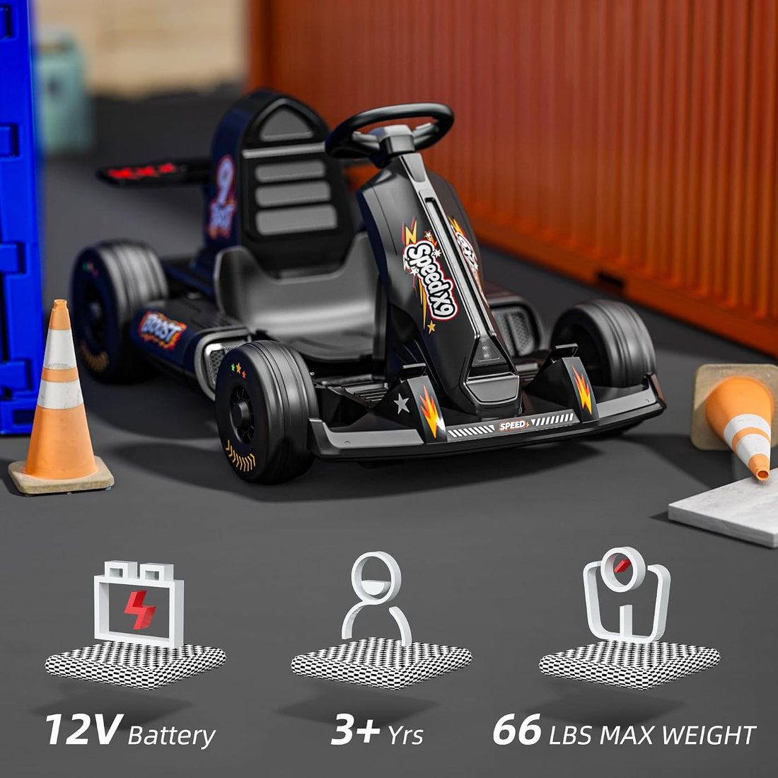 Electric Go Kart 12V Battery Powered Pedal Go Karts for 37-96, view 4