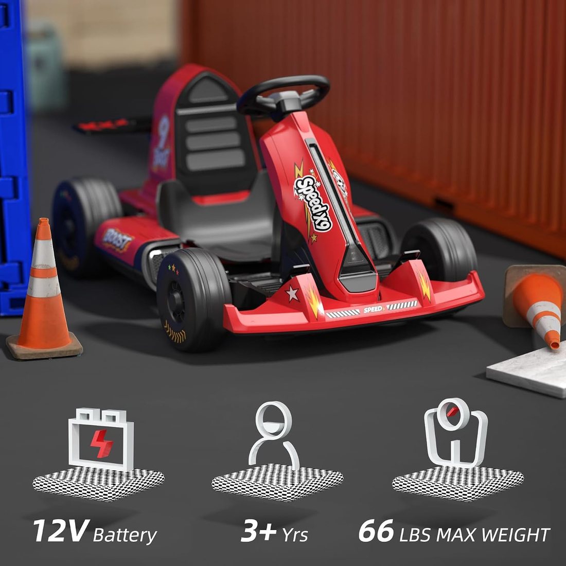 Electric Go Kart 12V Battery Powered Pedal Go Karts for Kids, view 4