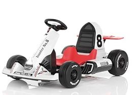 Electric Go Kart 12V Battery Powered Pedal Go Karts for Kids, White
