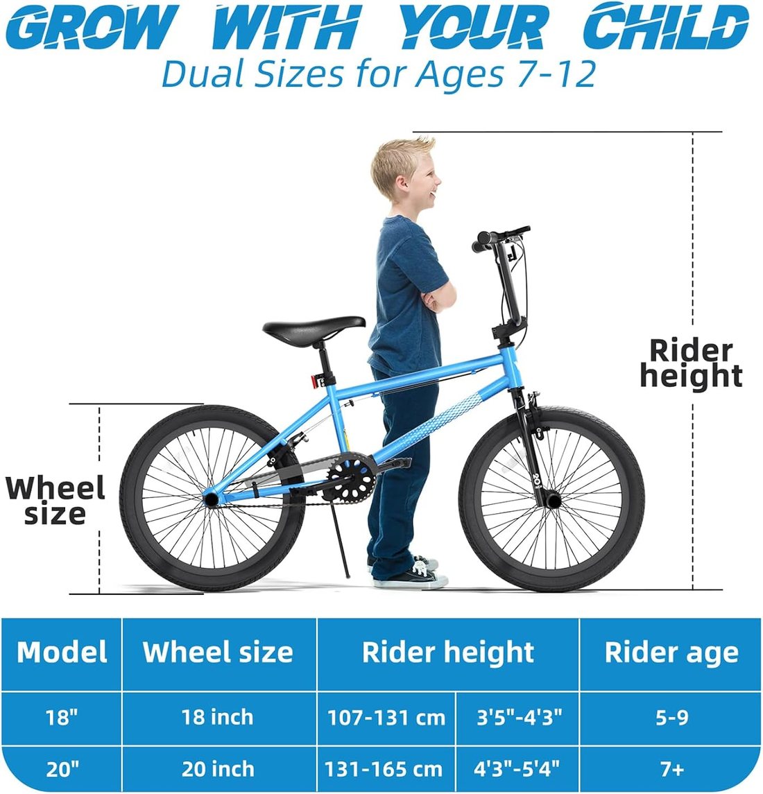 Freestyle BMX Bike — Blue 20 inch Ages 8-12, view 2