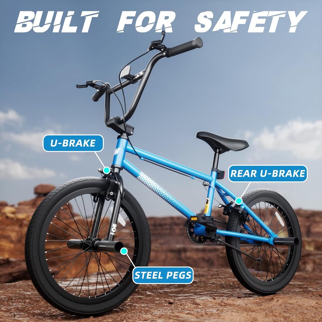 Freestyle BMX Bike — Blue 20 inch Ages 8-12, view 3
