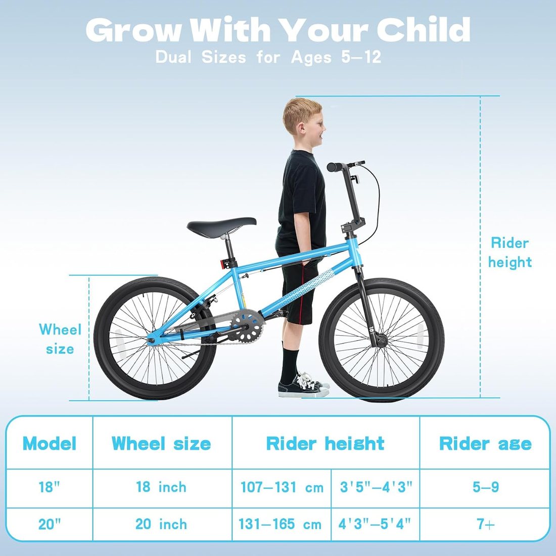 Freestyle BMX Bike — Blue Large Ages 7-12, view 2