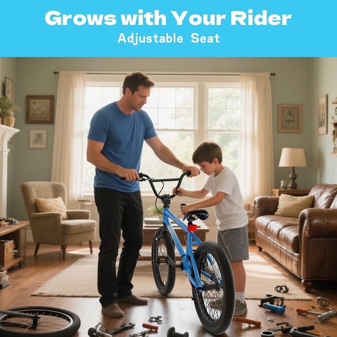 Freestyle BMX Bike — Blue Large Ages 7-12, view 3