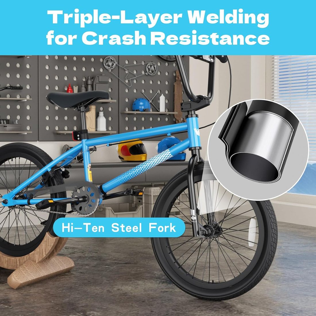 Freestyle BMX Bike — Blue Large Ages 7-12, view 4