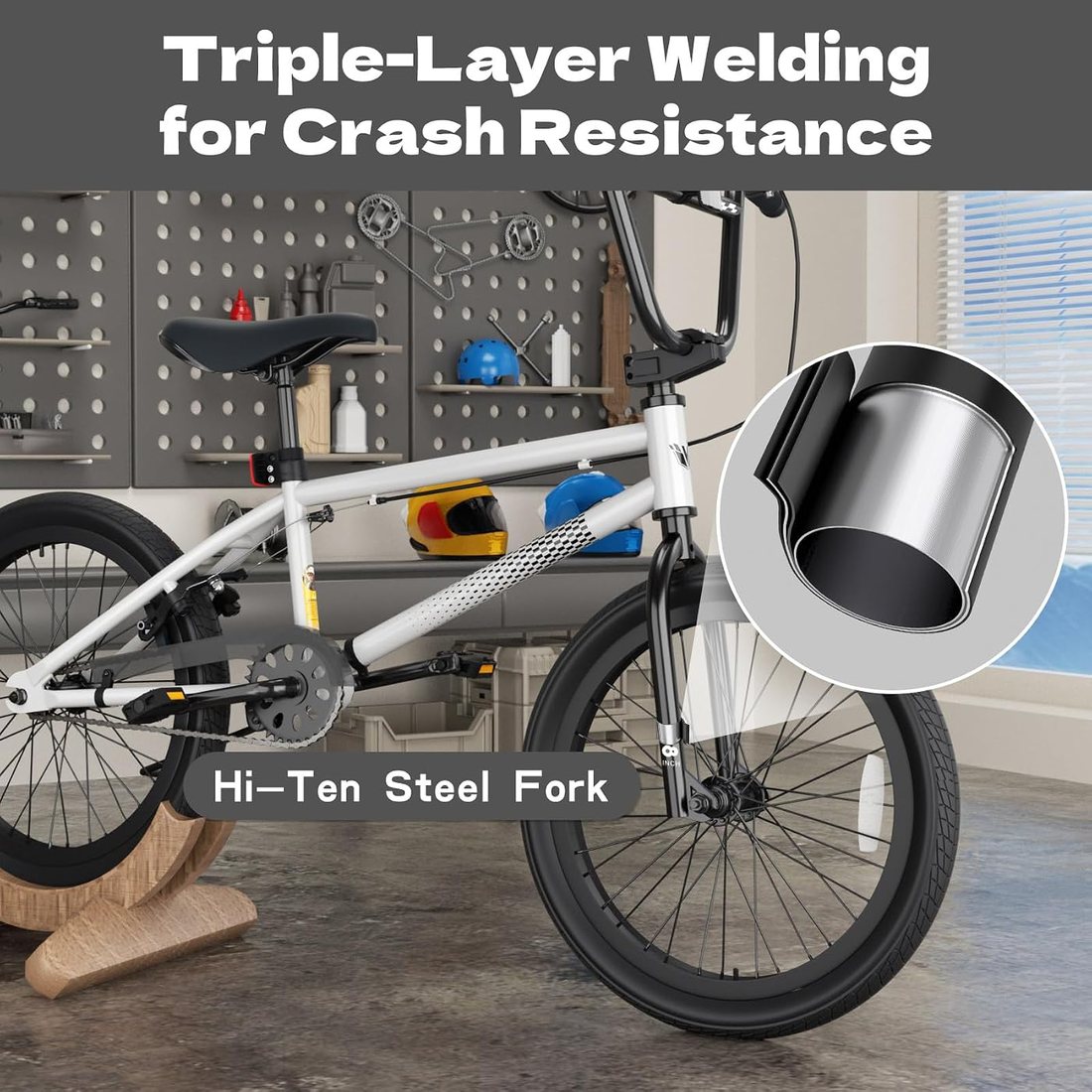 Freestyle BMX Bike — White, view 3