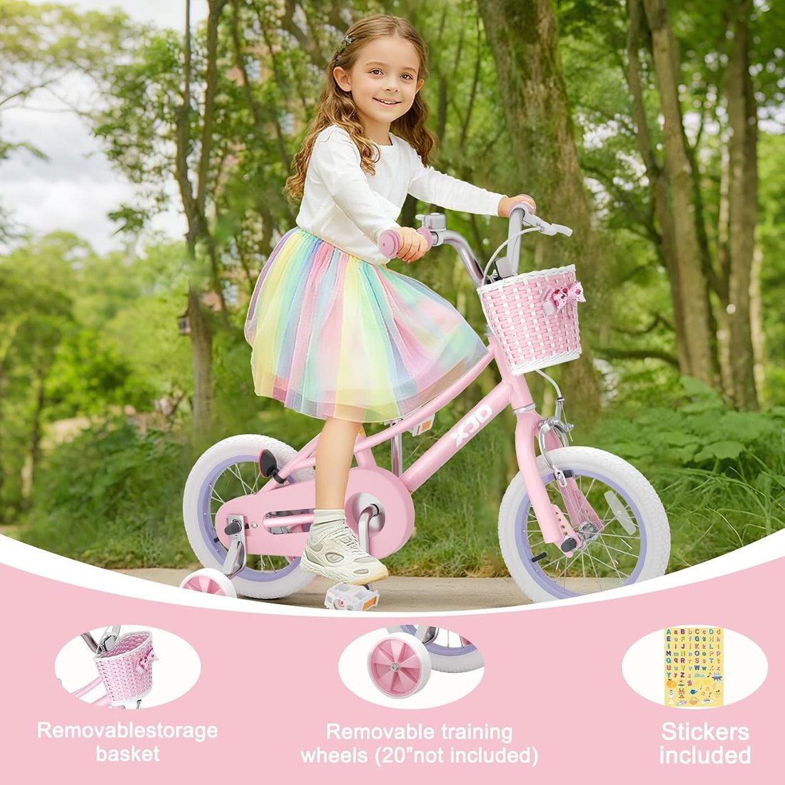Girls Bike, 12/14/16/20 Inch Bicycle for 3-12 Years Old — Pink, view 2