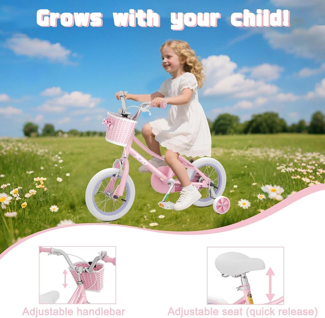 Girls Bike, 12/14/16/20 Inch Bicycle for 3-12 Years Old — Pink, view 4