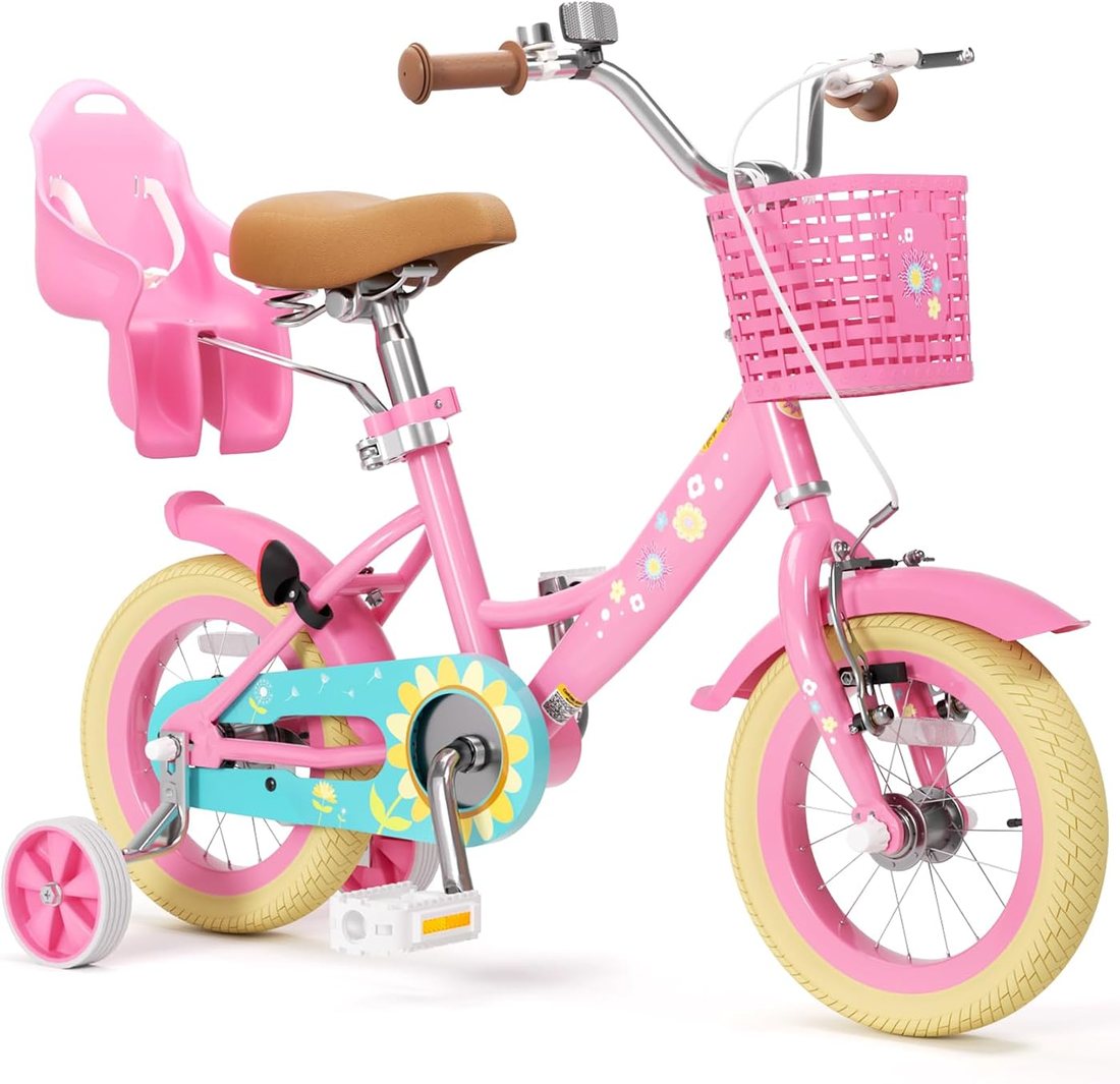 Girls Bike for Toddlers 3-9 — Flower Pink