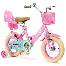 Girls Bike for Toddlers 3-9 — Flower Pink, Flower Pink, 16 Inch With Training Wheel