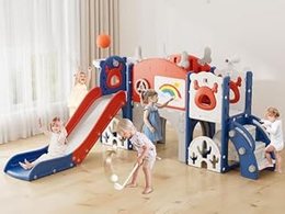 Toddler Slide, 13 in 1 Kids Slide for Toddlers, Red Blue