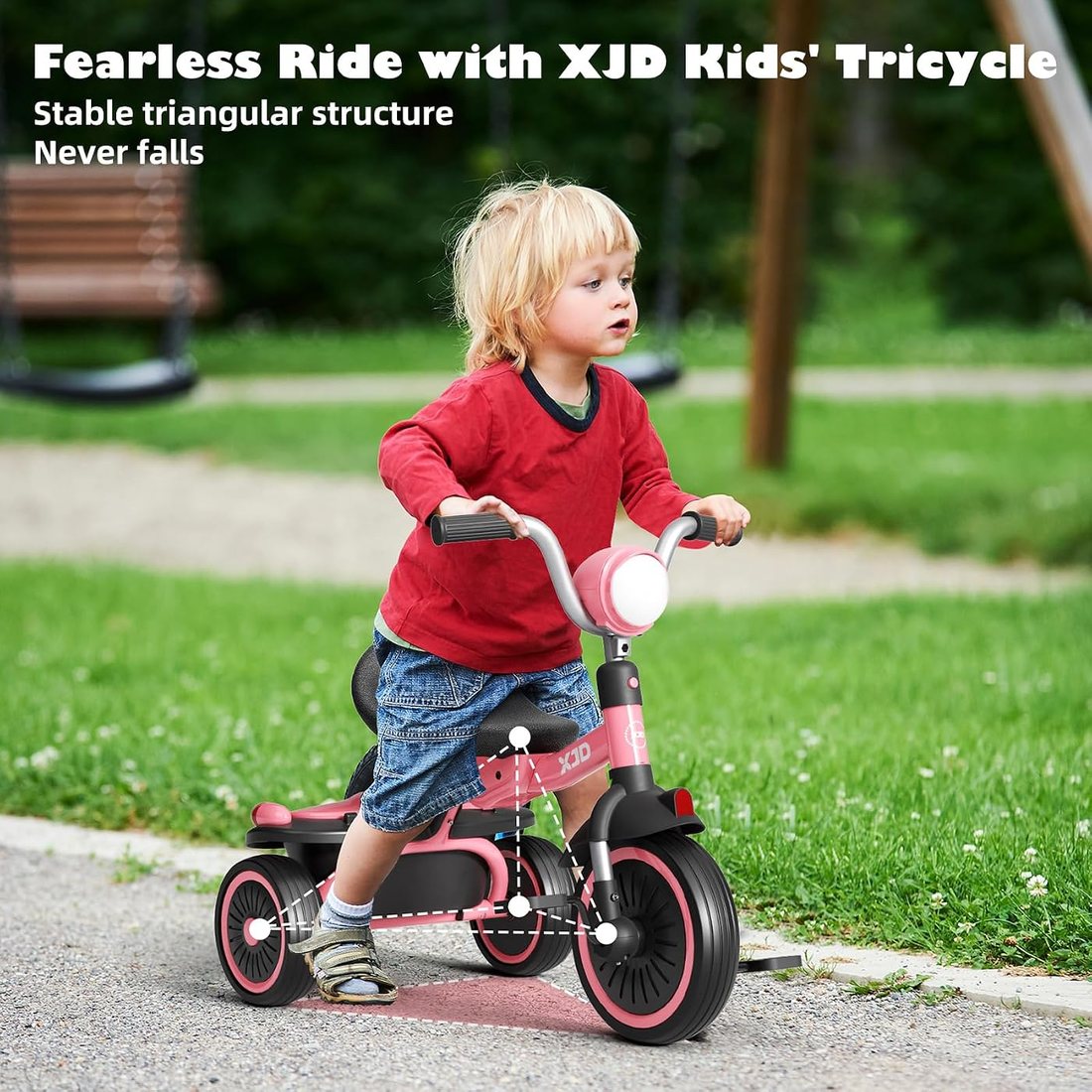 Toddler Tricycle, Foldable Toddler Bike with Pedals, view 2