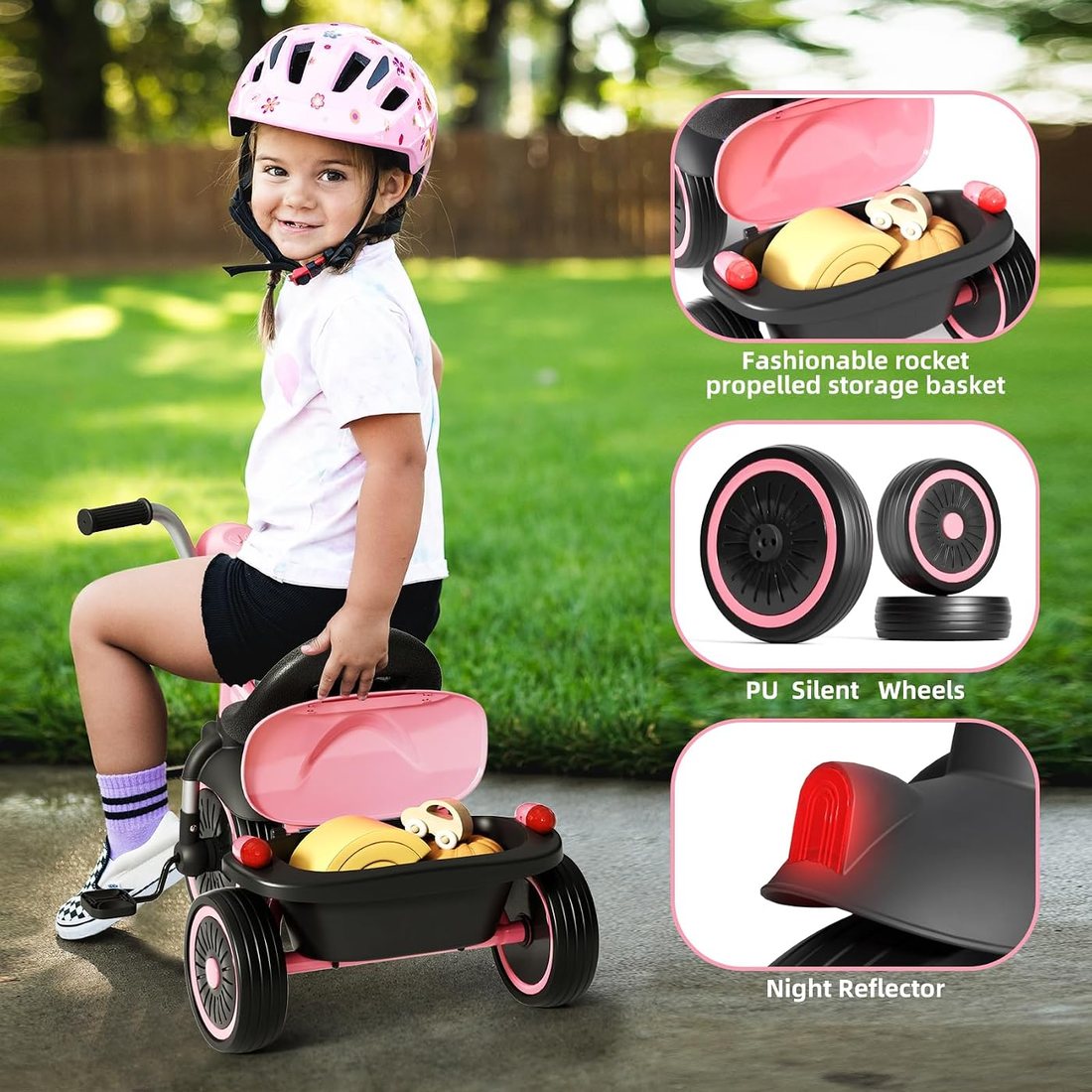 Toddler Tricycle, Foldable Toddler Bike with Pedals, view 3