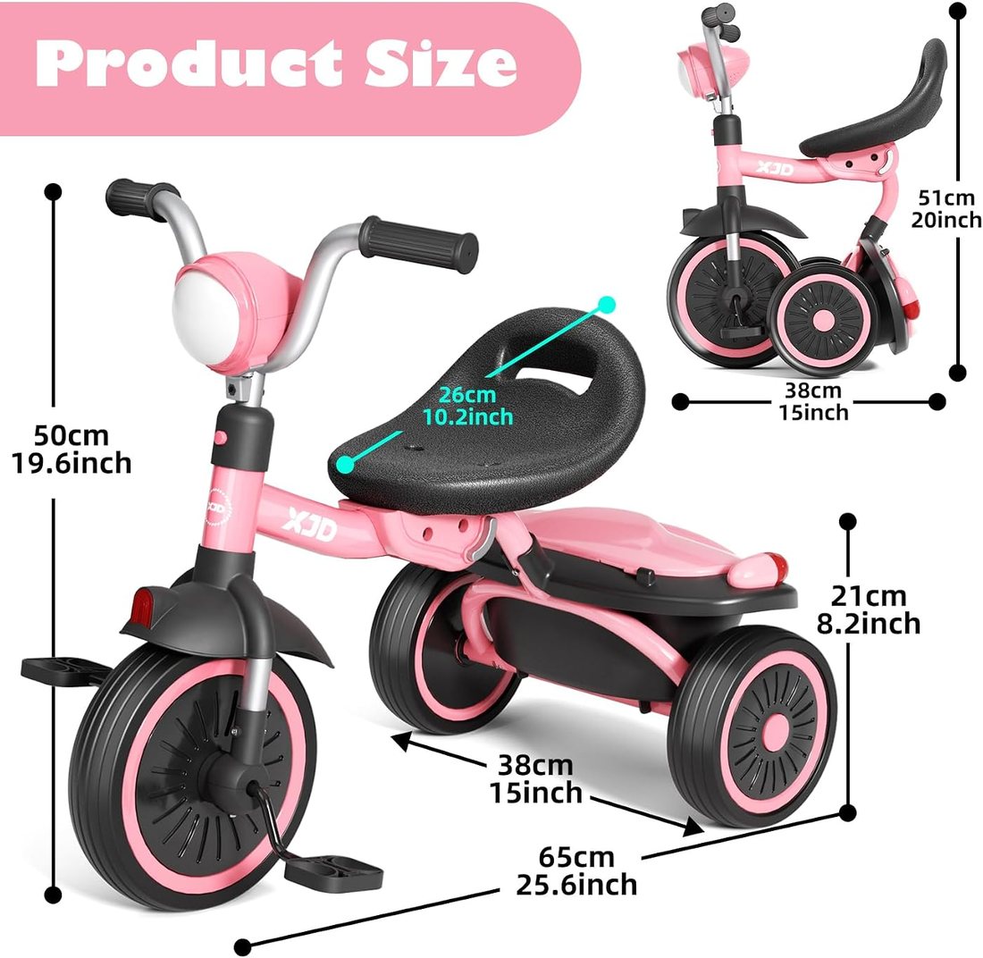 Toddler Tricycle, Foldable Toddler Bike with Pedals, view 4